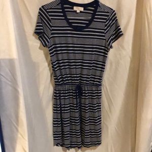 Casual stripe dress with drawstring waist